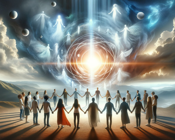 Circle of Unity in a Serene Spiritual Landscape