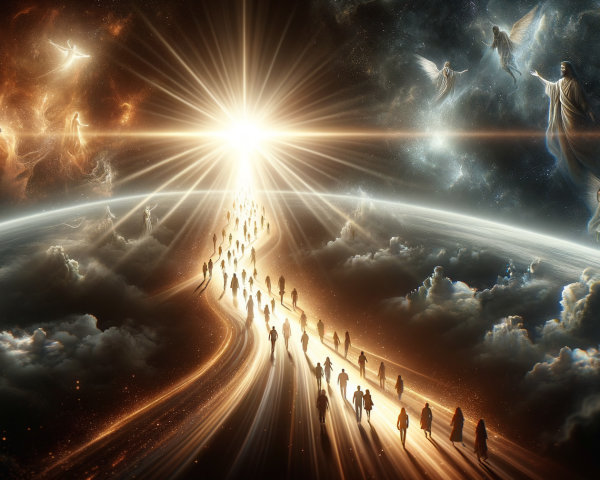 Celestial Scene with Light and Ethereal Beings