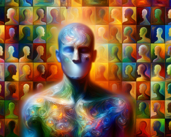 Abstract Colorful Silhouette with Patterned Background