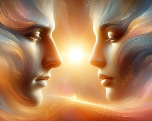 Ethereal Faces in Vibrant Colors with Warm Background