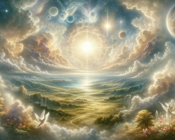 Celestial Landscape with Ocean and Ethereal Clouds