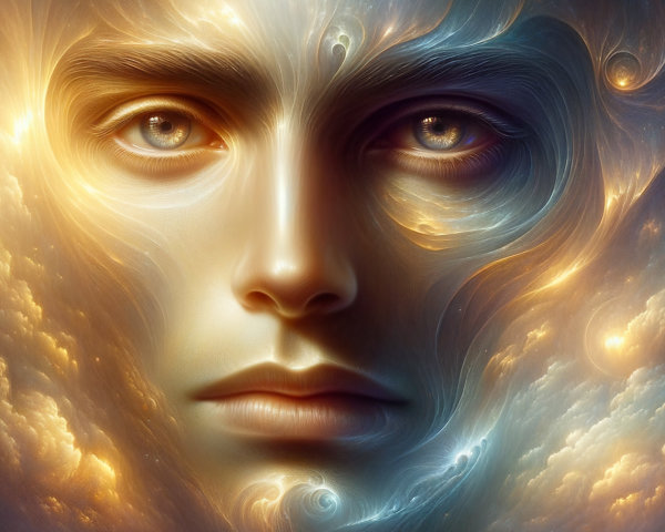 Surreal Ethereal Face in Cosmic Background