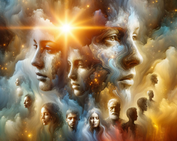 Ethereal Artwork of Human Faces in Vibrant Colors