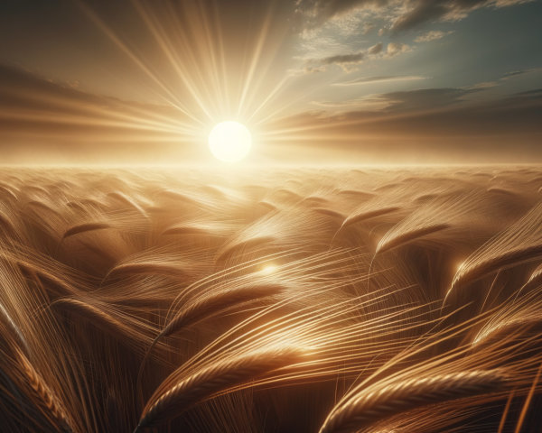 Golden Wheat Field at Sunset with Serene Atmosphere