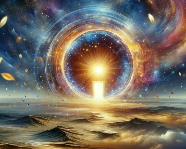 Cosmic Portal Surrounded by Vibrant Galaxy Colors
