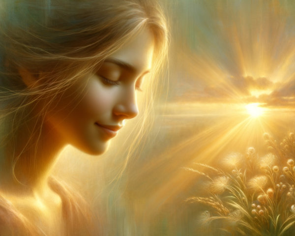 Serene Portrait of a Woman at Sunrise in Nature