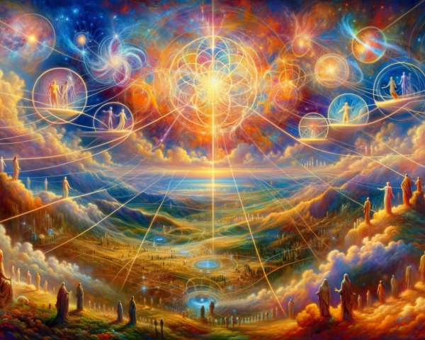 Vibrant Cosmic Landscape with Celestial Orbs and Colors