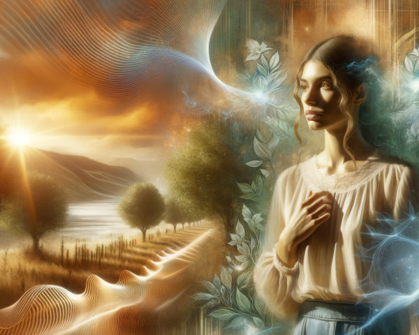 Contemplative Woman in Dreamlike Nature Scene