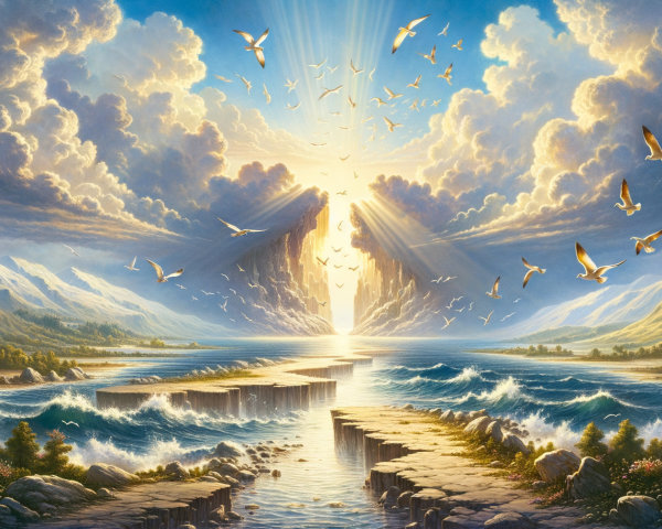 Serene Landscape with Water and Majestic Mountains