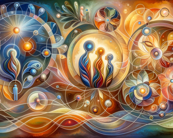 Vibrant Abstract Composition with Swirling Patterns