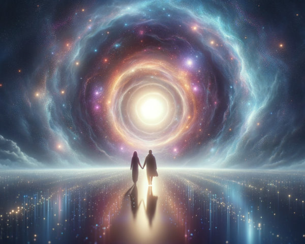 Cosmic Landscape with Figures and Radiant Vortex