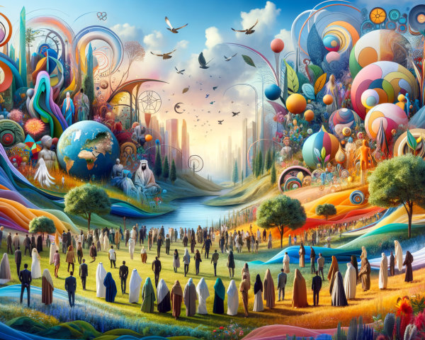 Vibrant Landscape with Colorful Swirls and Trees