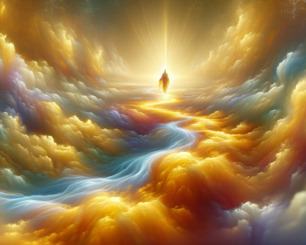 Celestial Scene with Golden Hues and Luminous Light