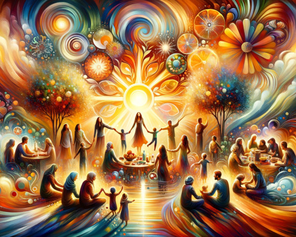 Colorful Scene of Joyful Gathering and Celebration