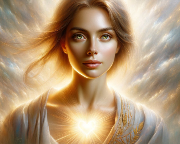 Serene Woman with Radiant Skin and Green Eyes