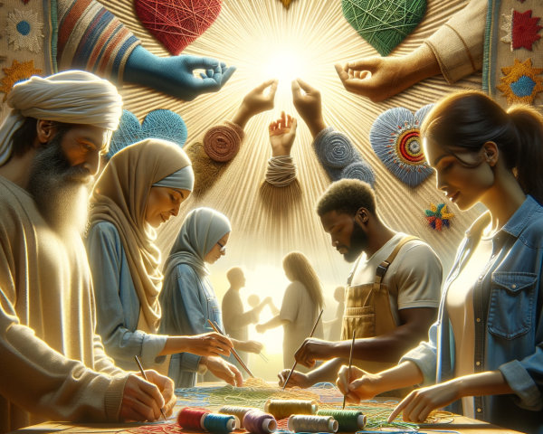 Diverse Group Collaborating in Colorful Crafting Process