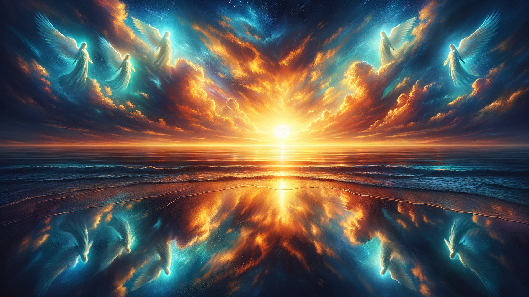 Serene sunset seascape with vibrant sky hues