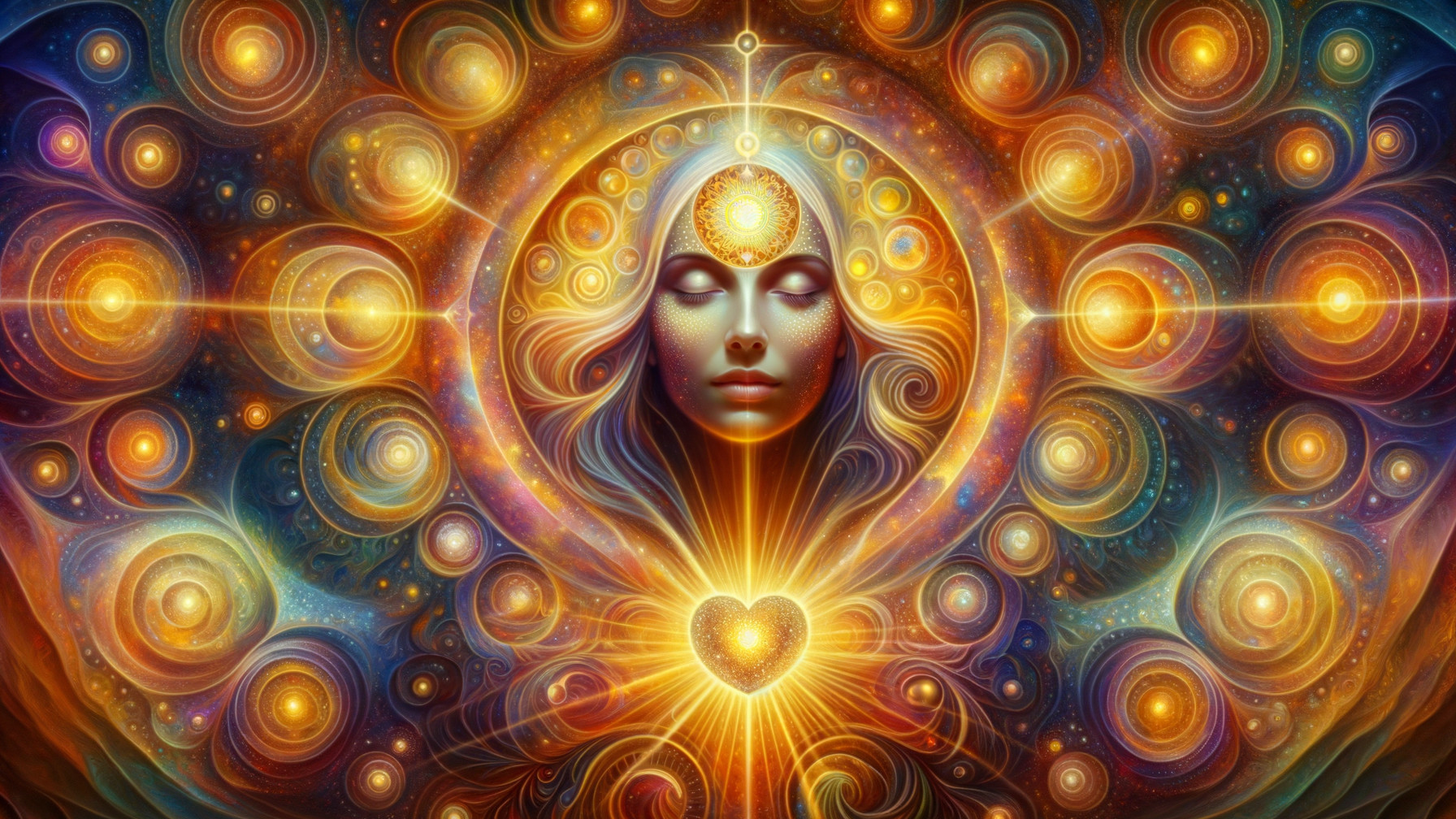 Ethereal Woman in Vibrant Cosmic Scene with Energy
