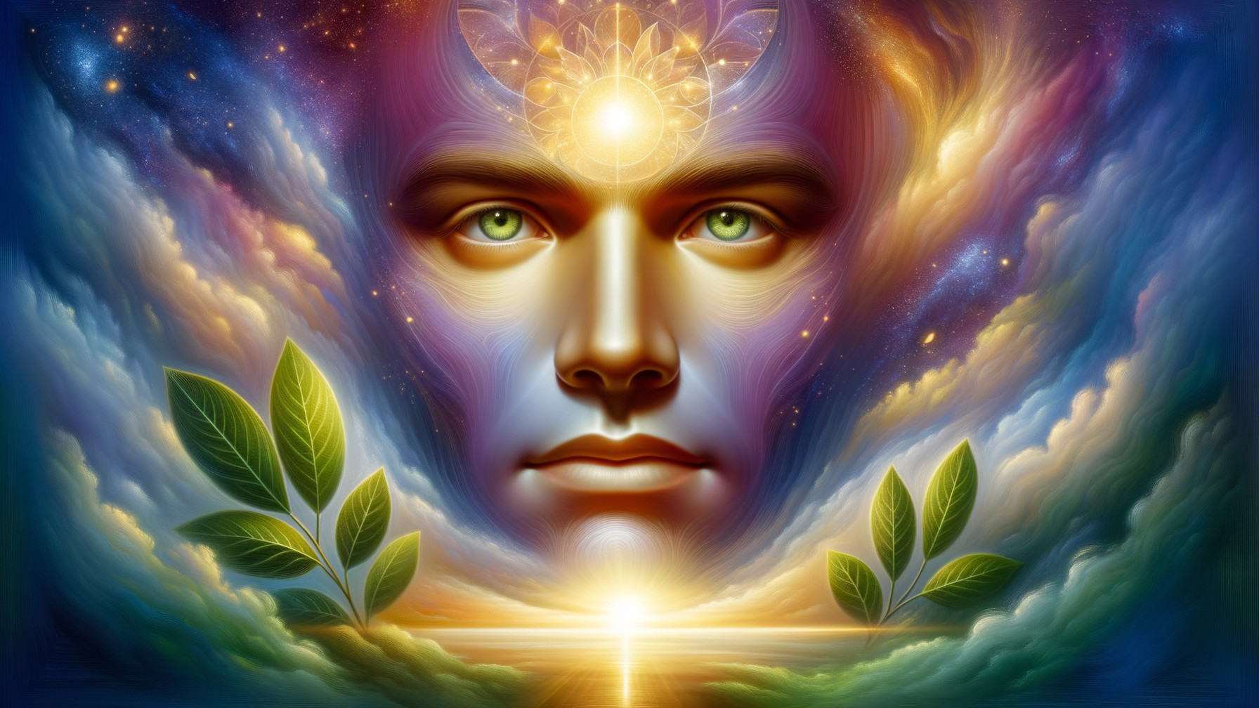 Surreal Face with Mandala and Nature Elements
