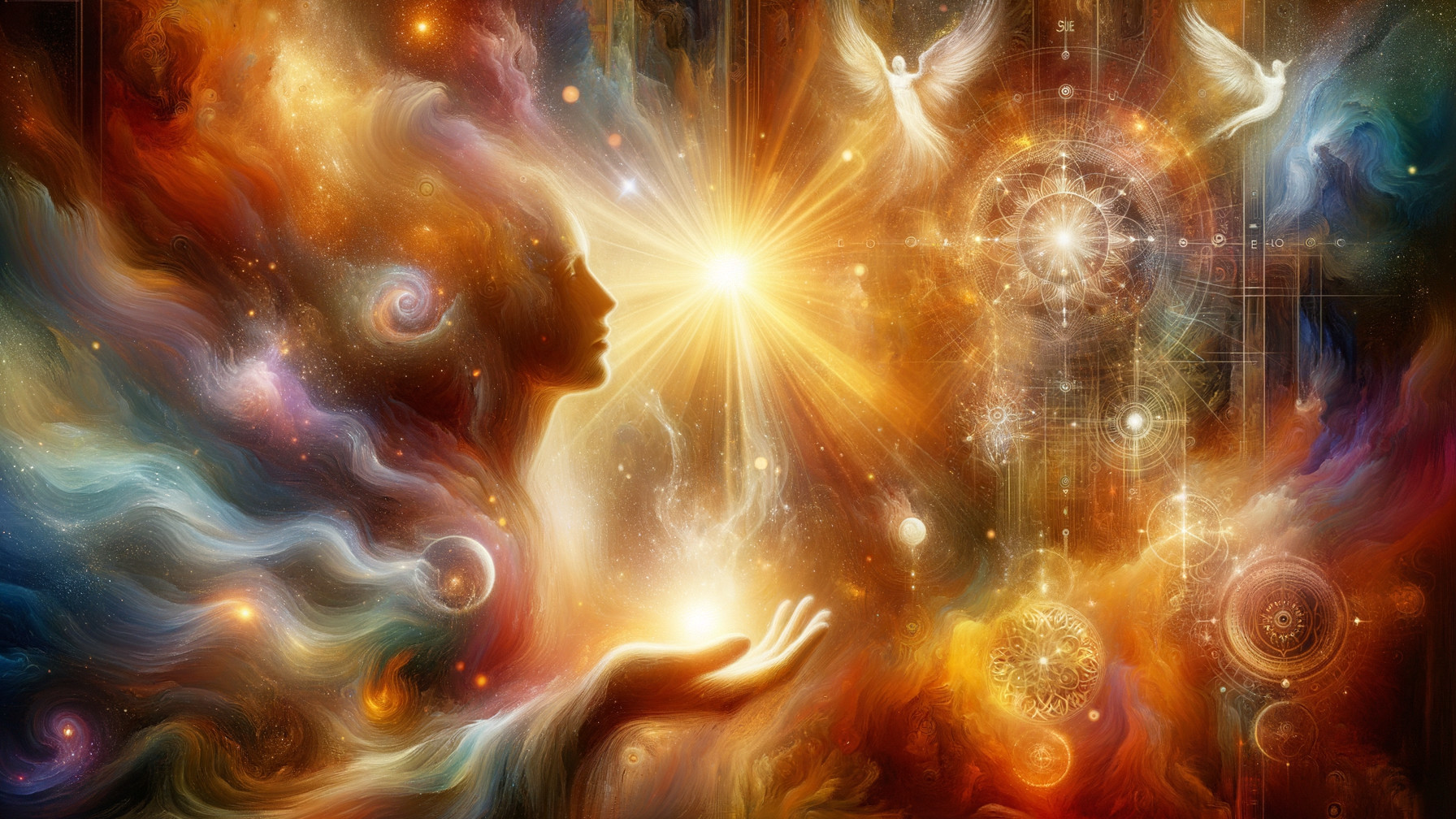 Silhouette of a Woman Against a Cosmic Background