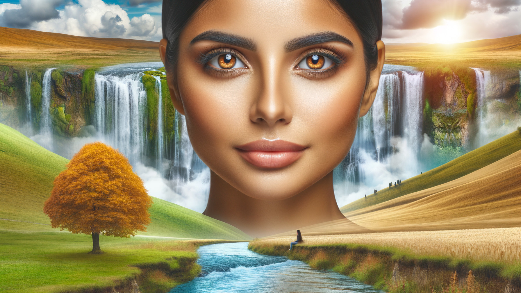 Portrait of a Woman in a Scenic Landscape Setting