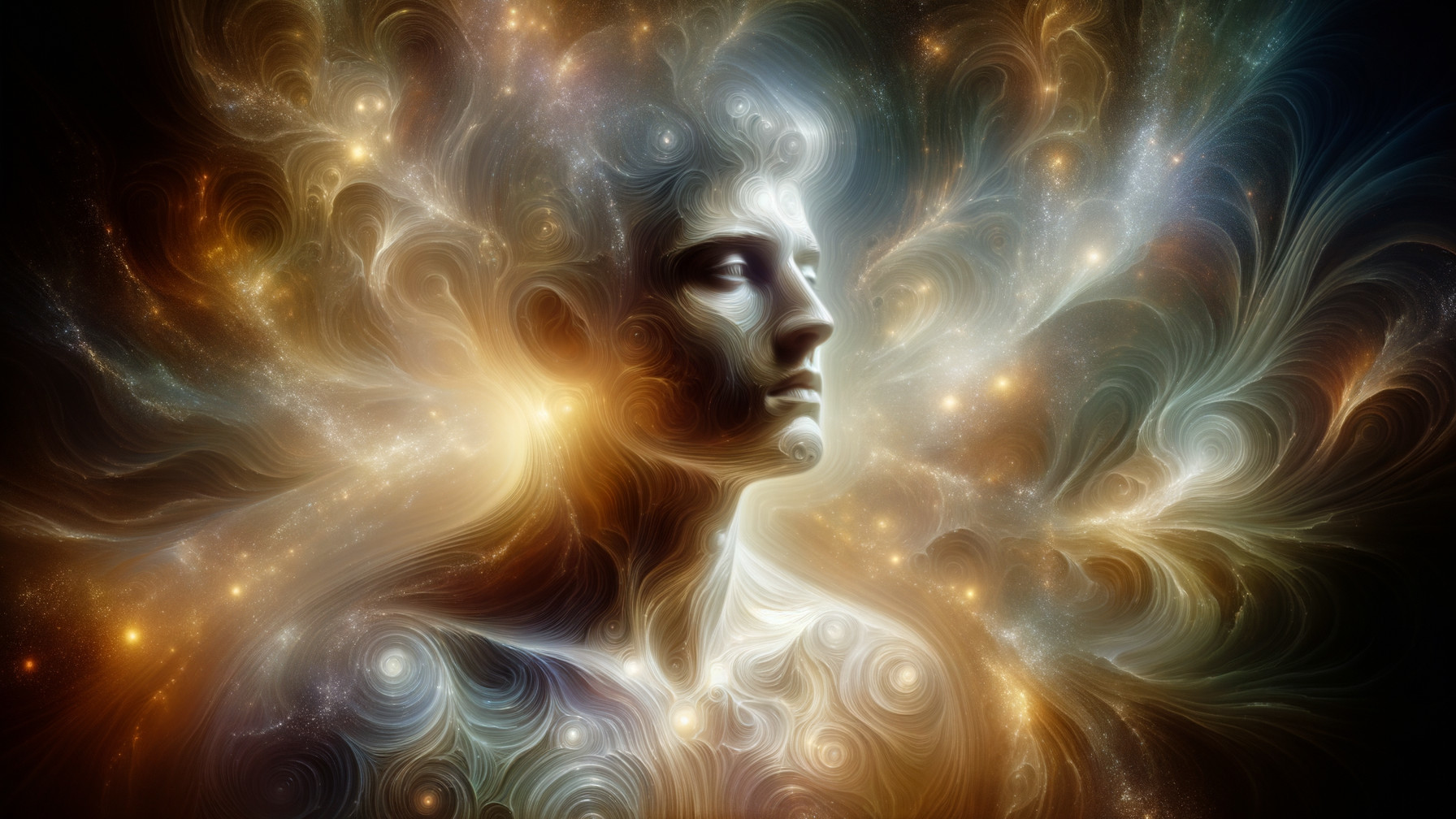 Stylized Figure Merging with Cosmic Background