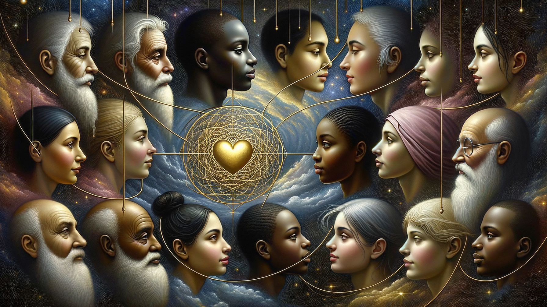 Diverse Faces in Circular Patterns with Golden Heart