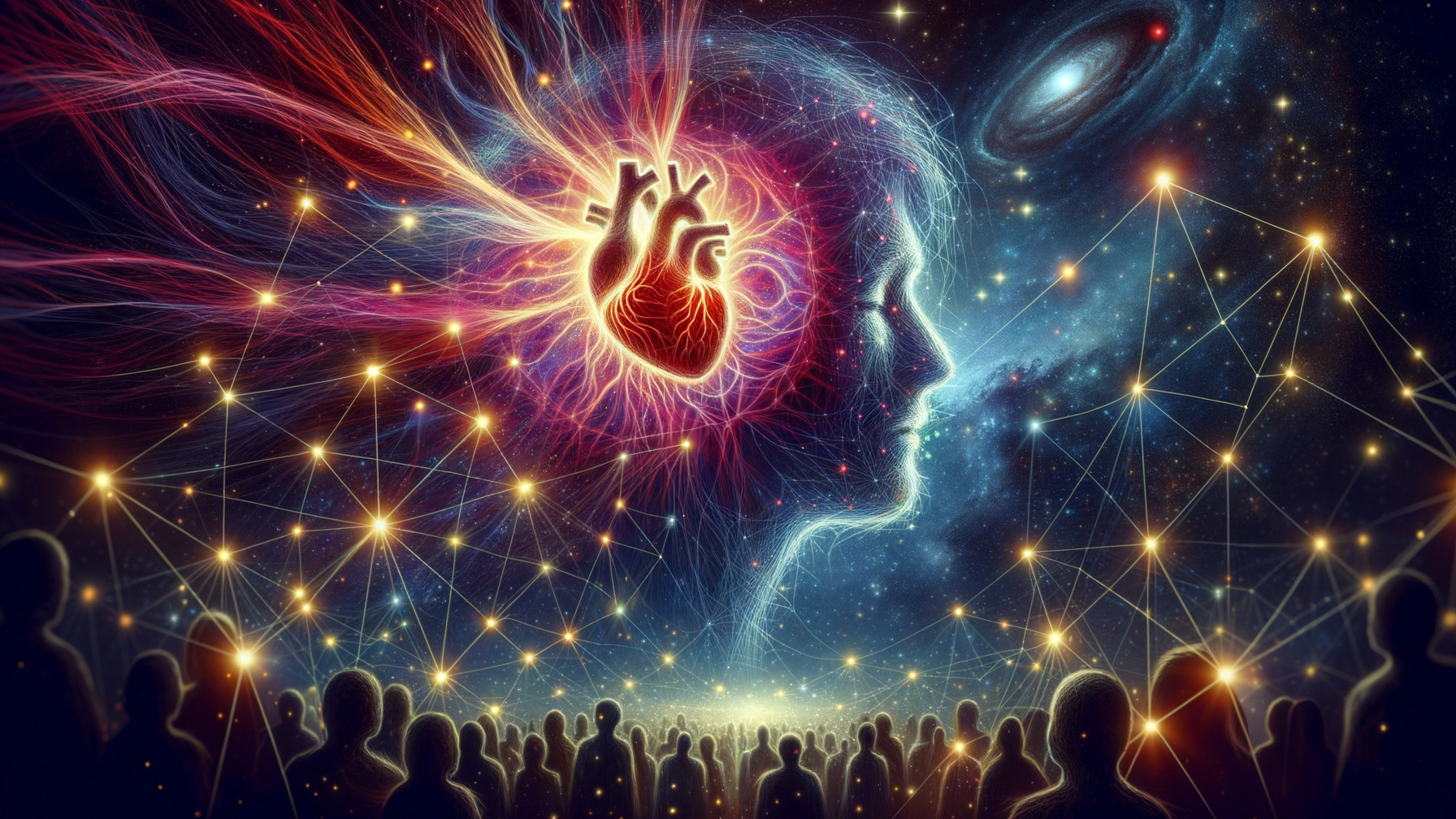 Cosmic Scene with Human Silhouette and Energies