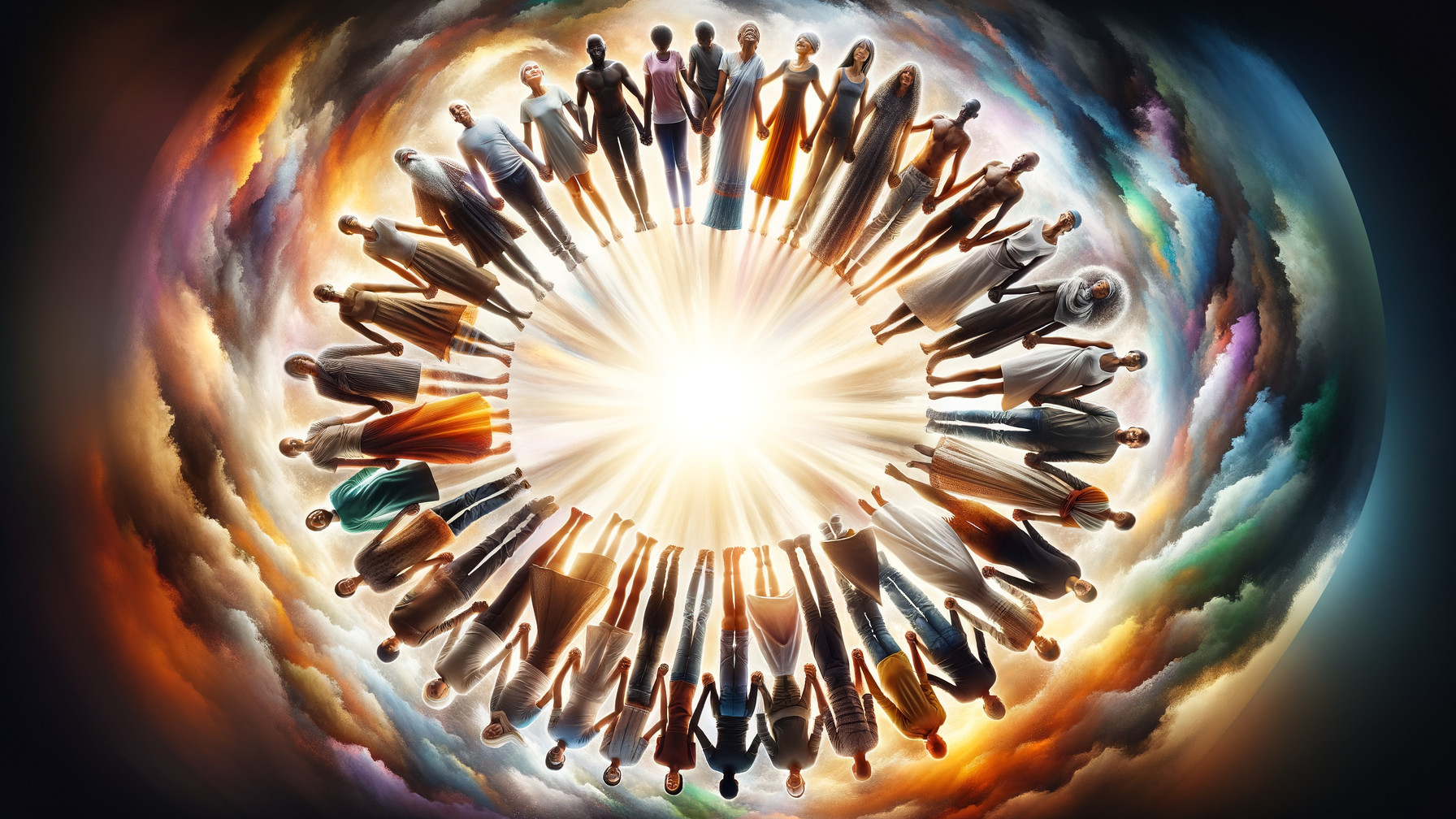 Diverse Group of Adults Forming a Circle of Unity