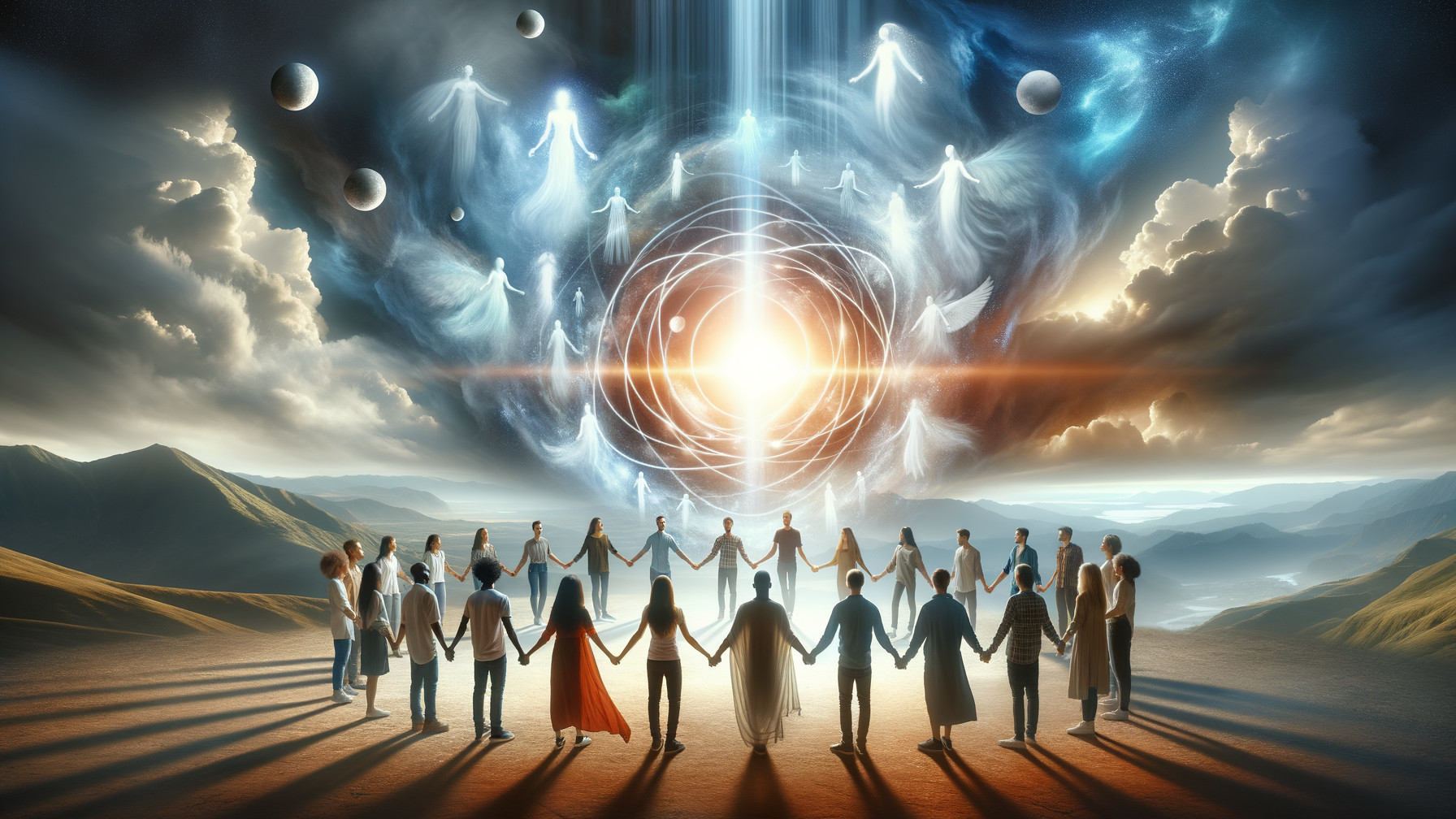 Circle of Unity in a Serene Spiritual Landscape