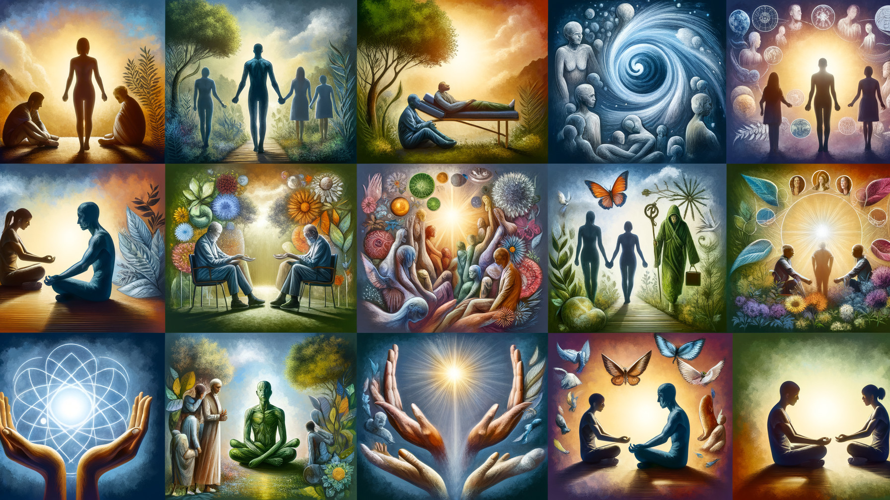 Vibrant Collage of Connection and Healing Themes