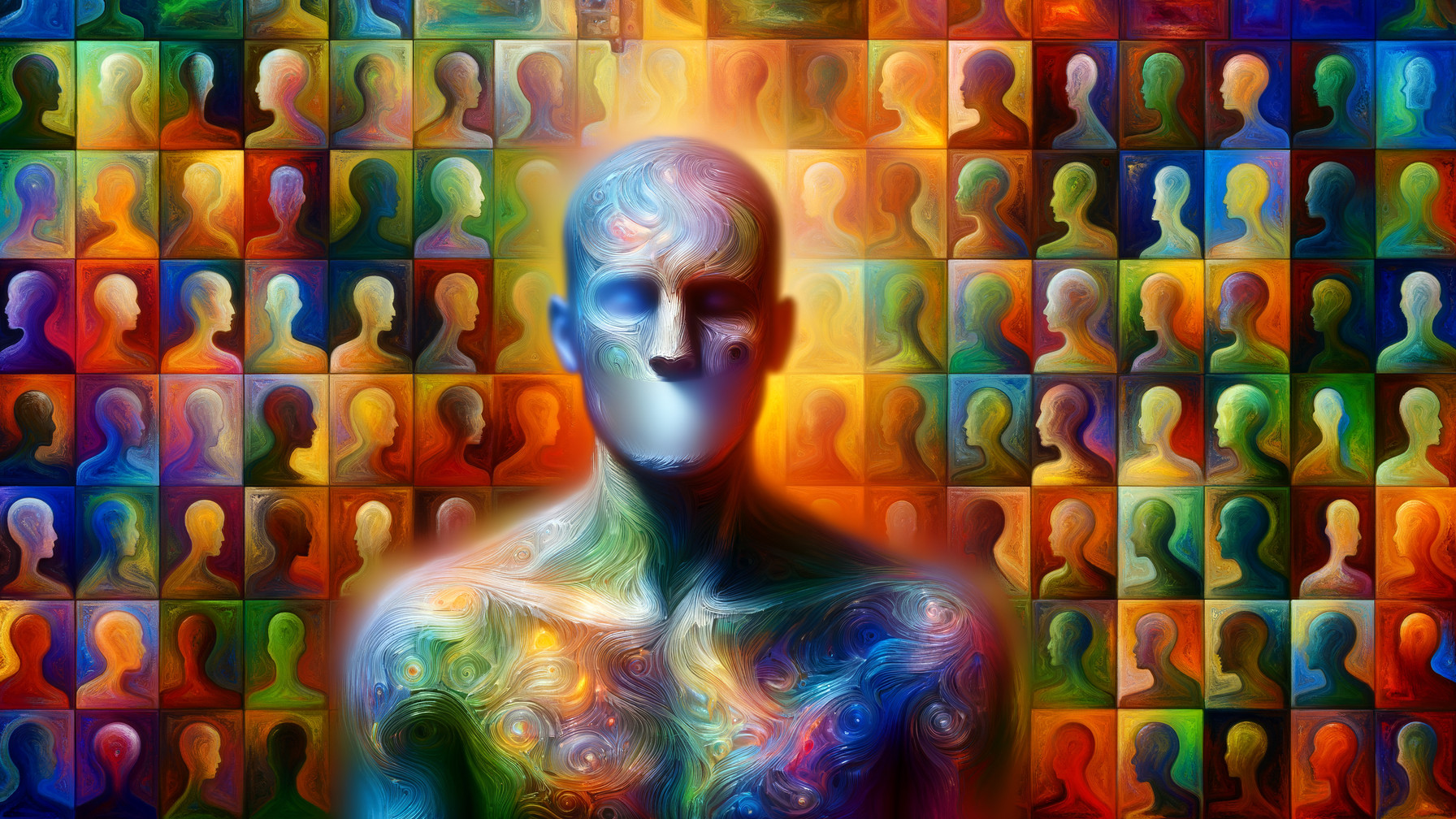 Abstract Colorful Silhouette with Patterned Background