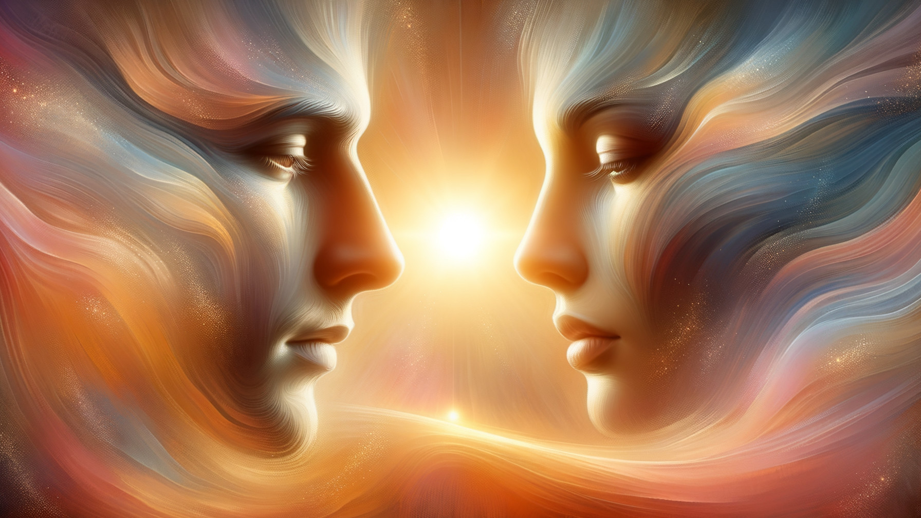 Ethereal Faces in Vibrant Colors with Warm Background