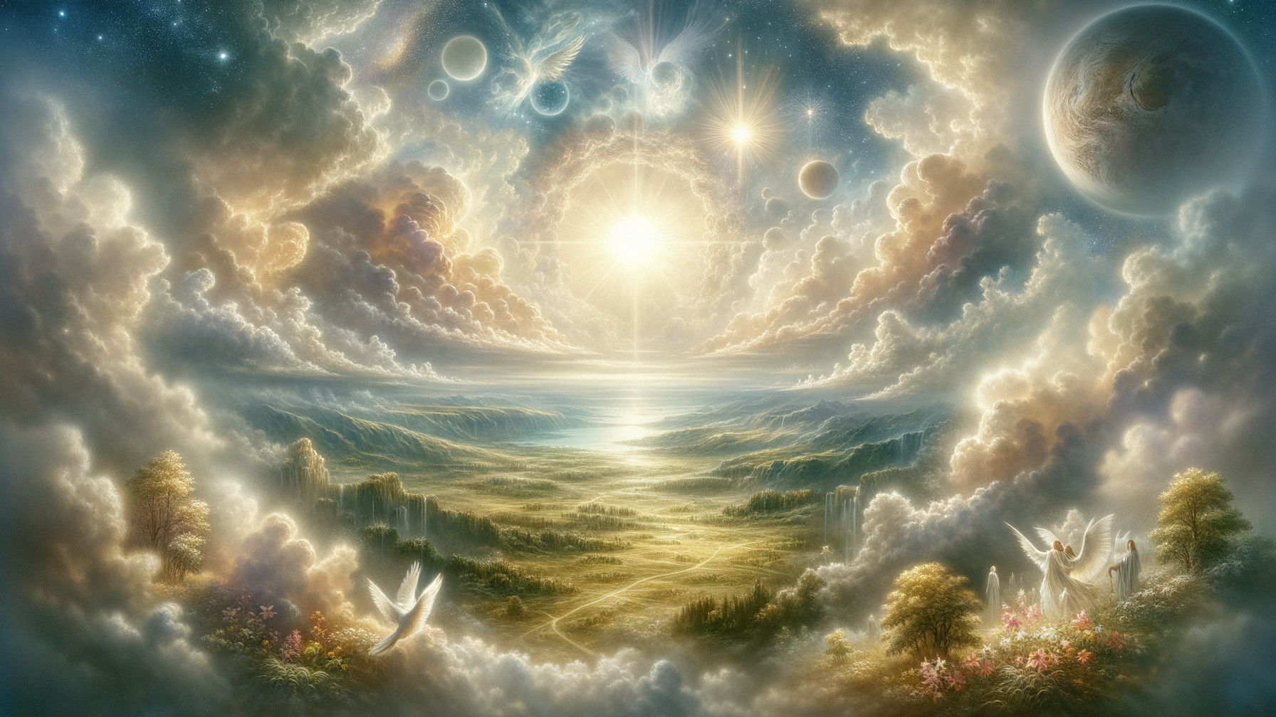Celestial Landscape with Ocean and Ethereal Clouds
