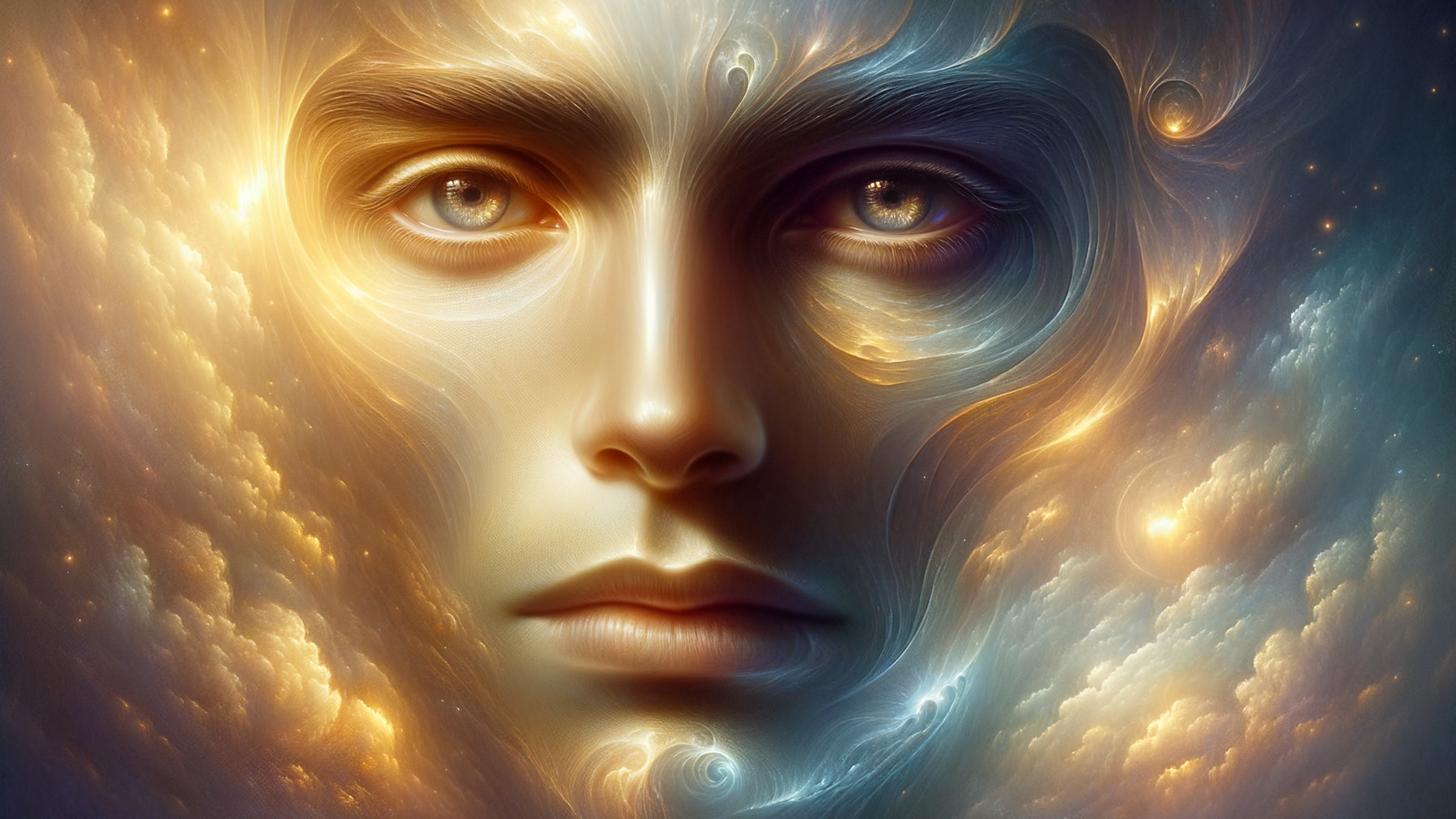 Surreal Ethereal Face in Cosmic Background