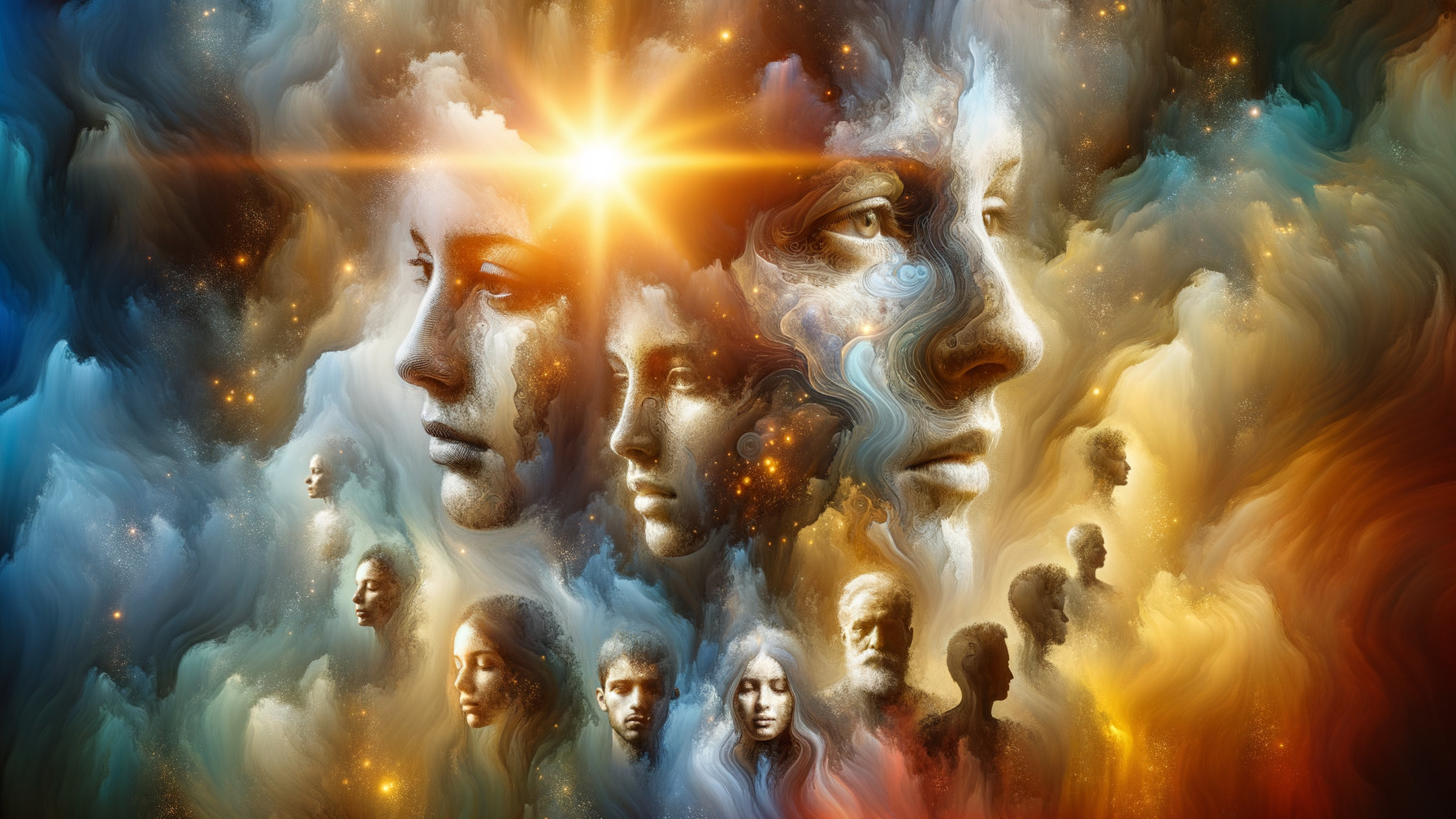 Ethereal Artwork of Human Faces in Vibrant Colors