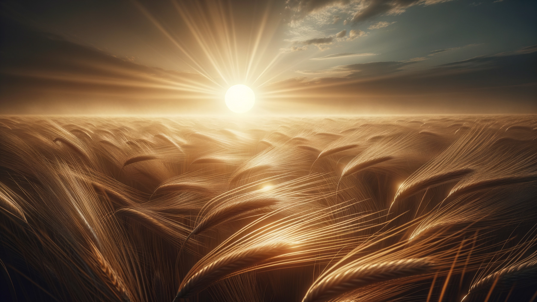 Golden Wheat Field at Sunset with Serene Atmosphere