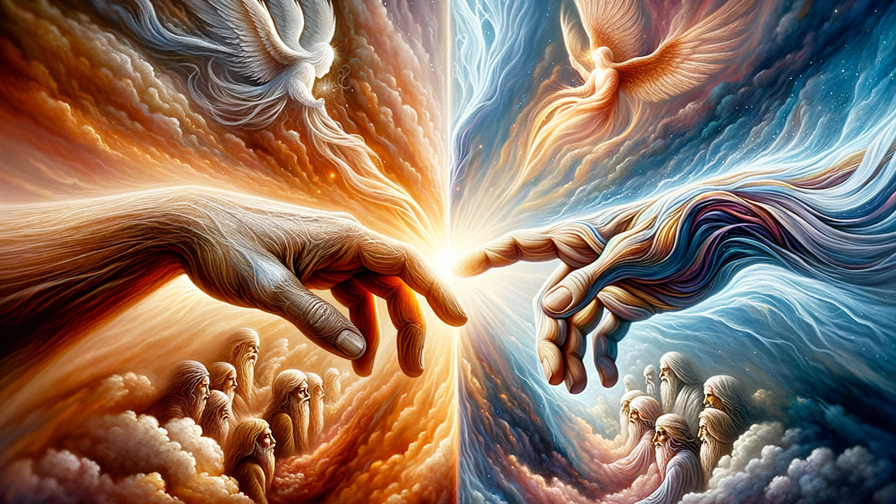 Ethereal Scene of Light and Celestial Figures