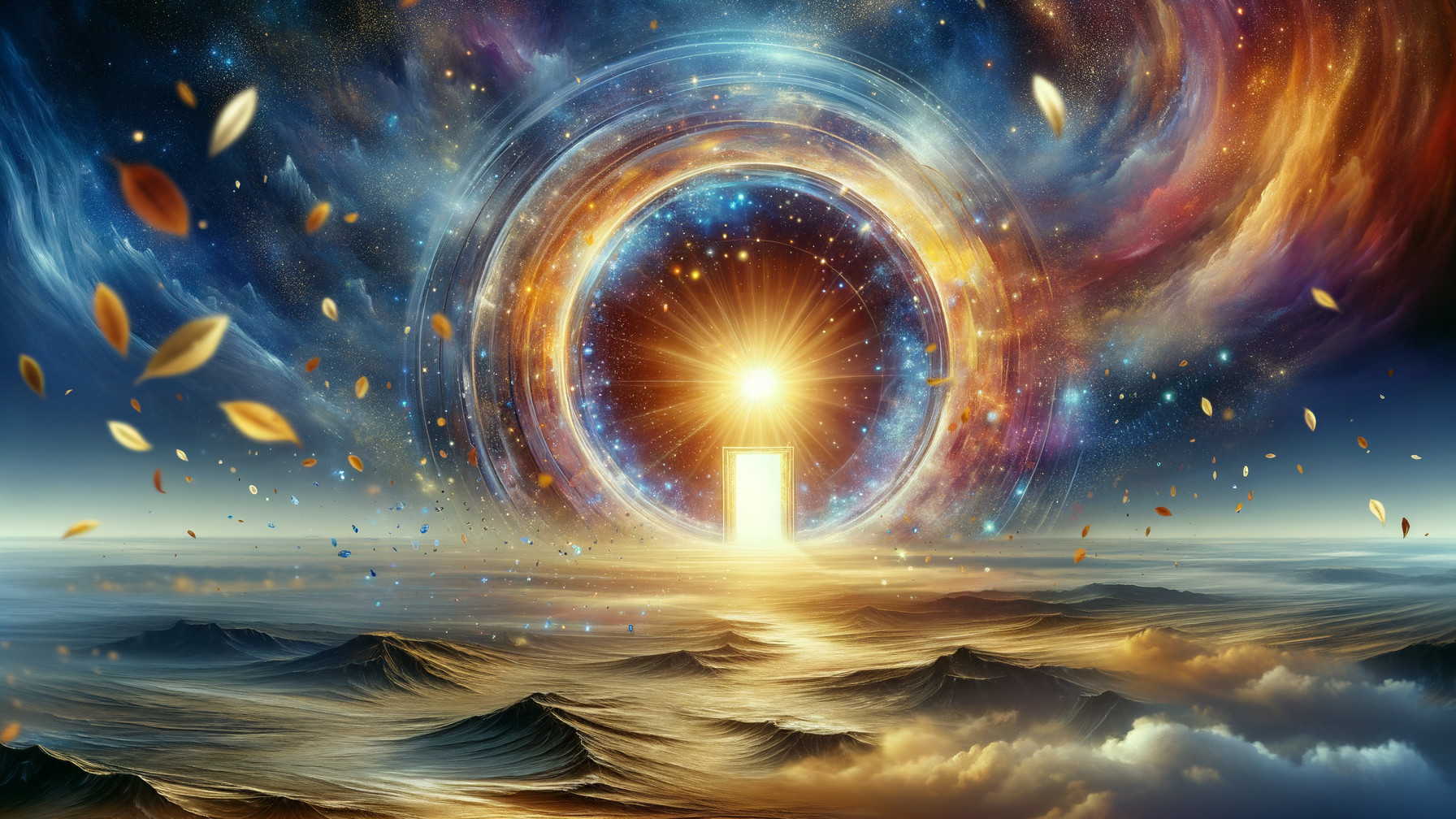 Cosmic Portal Surrounded by Vibrant Galaxy Colors
