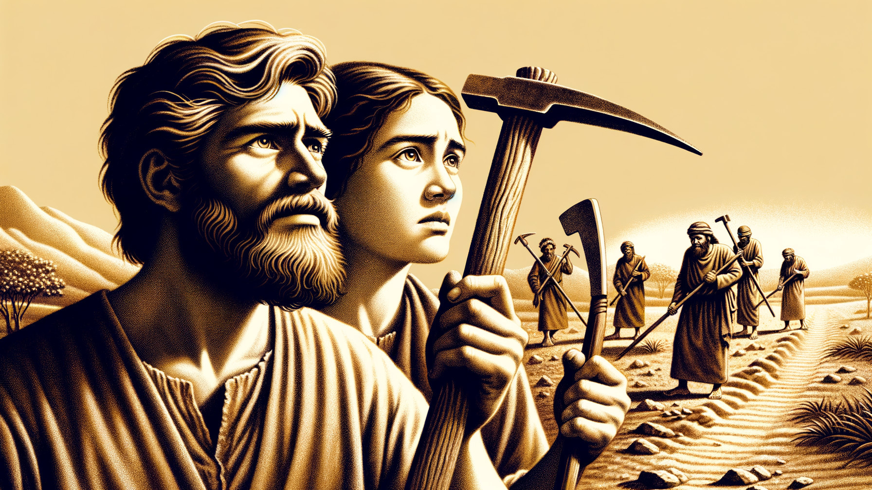 Scene of Determination and Resilience in Laborers' Work