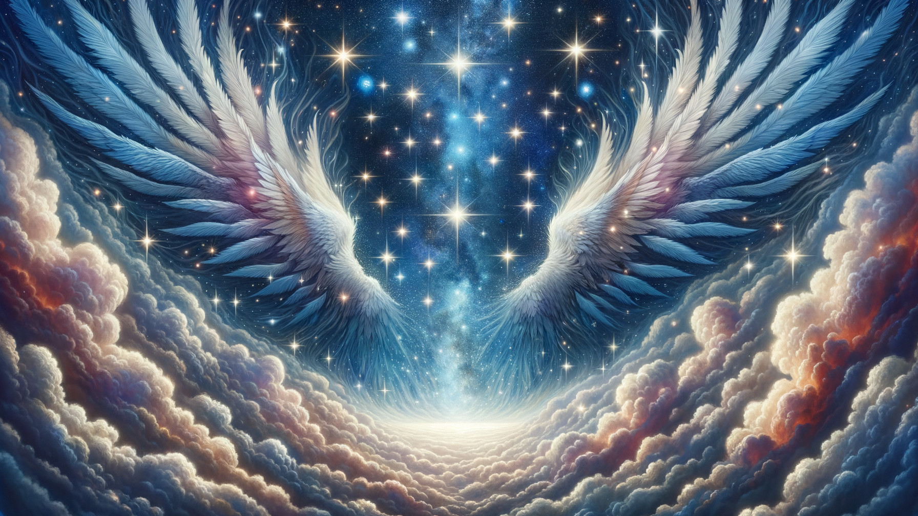 Ethereal Wings Against a Celestial Starry Sky