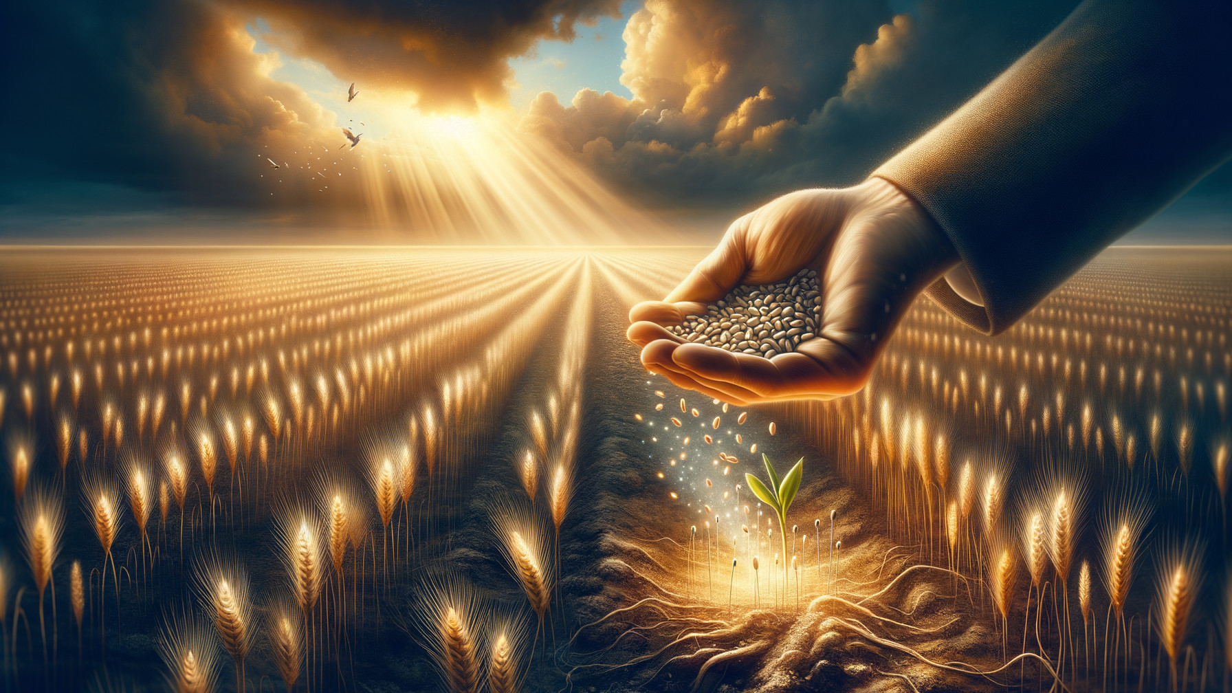 Seeds Sown in Fertile Soil Amidst Wheat Fields