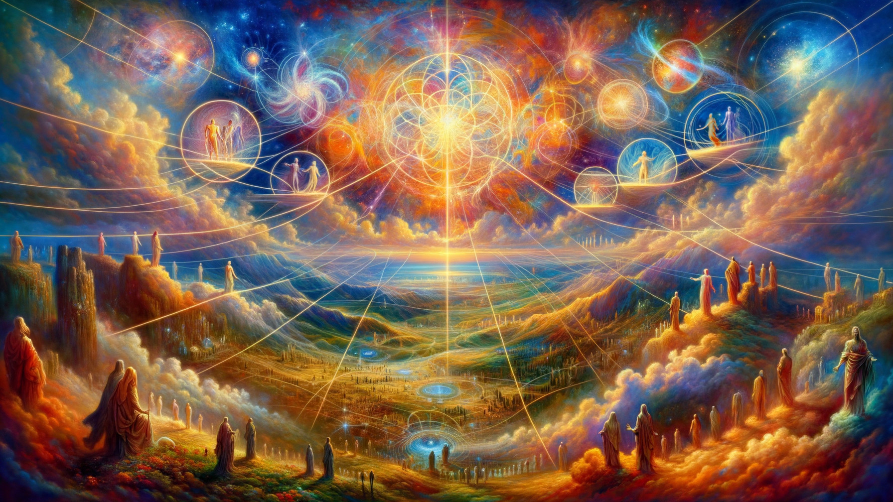 Vibrant Cosmic Landscape with Celestial Orbs and Colors