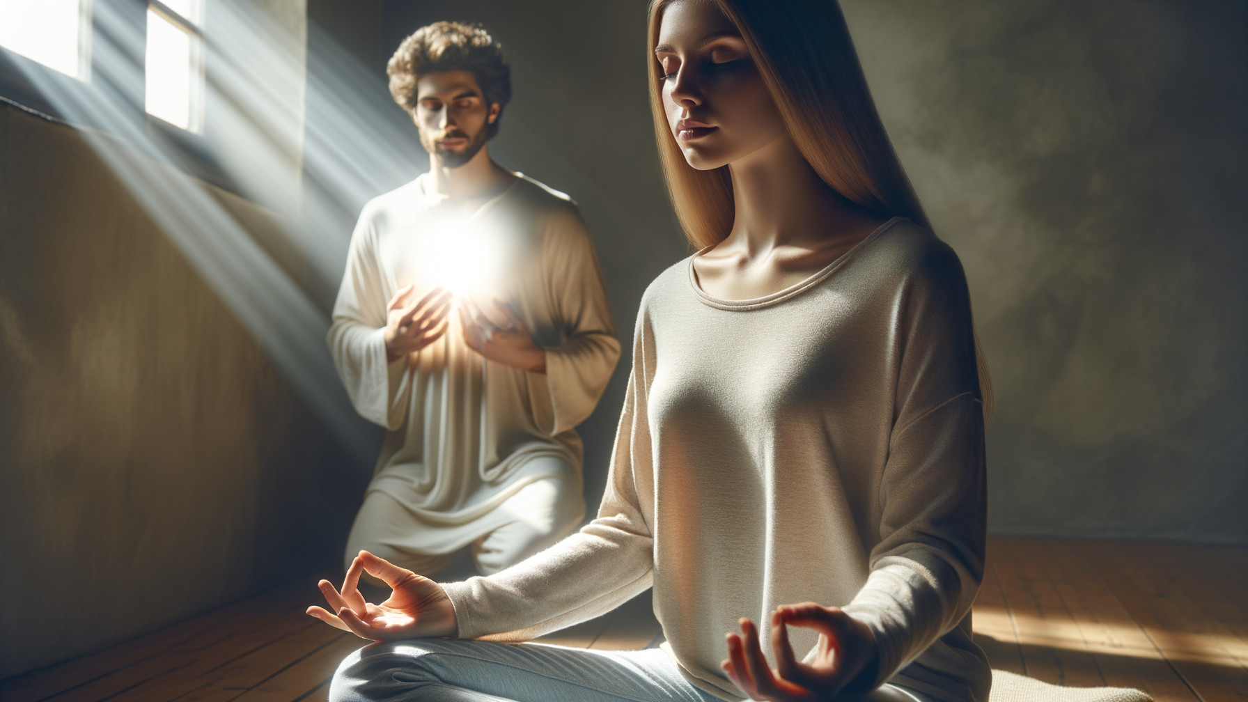 Meditative Scene with Radiant Light and Serenity