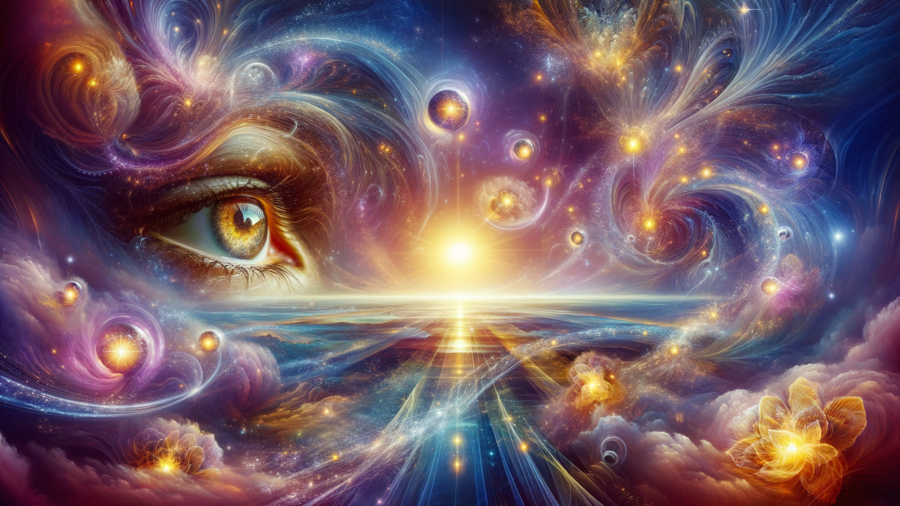 Surreal Cosmic Scene with Detailed Eye and Nebulae