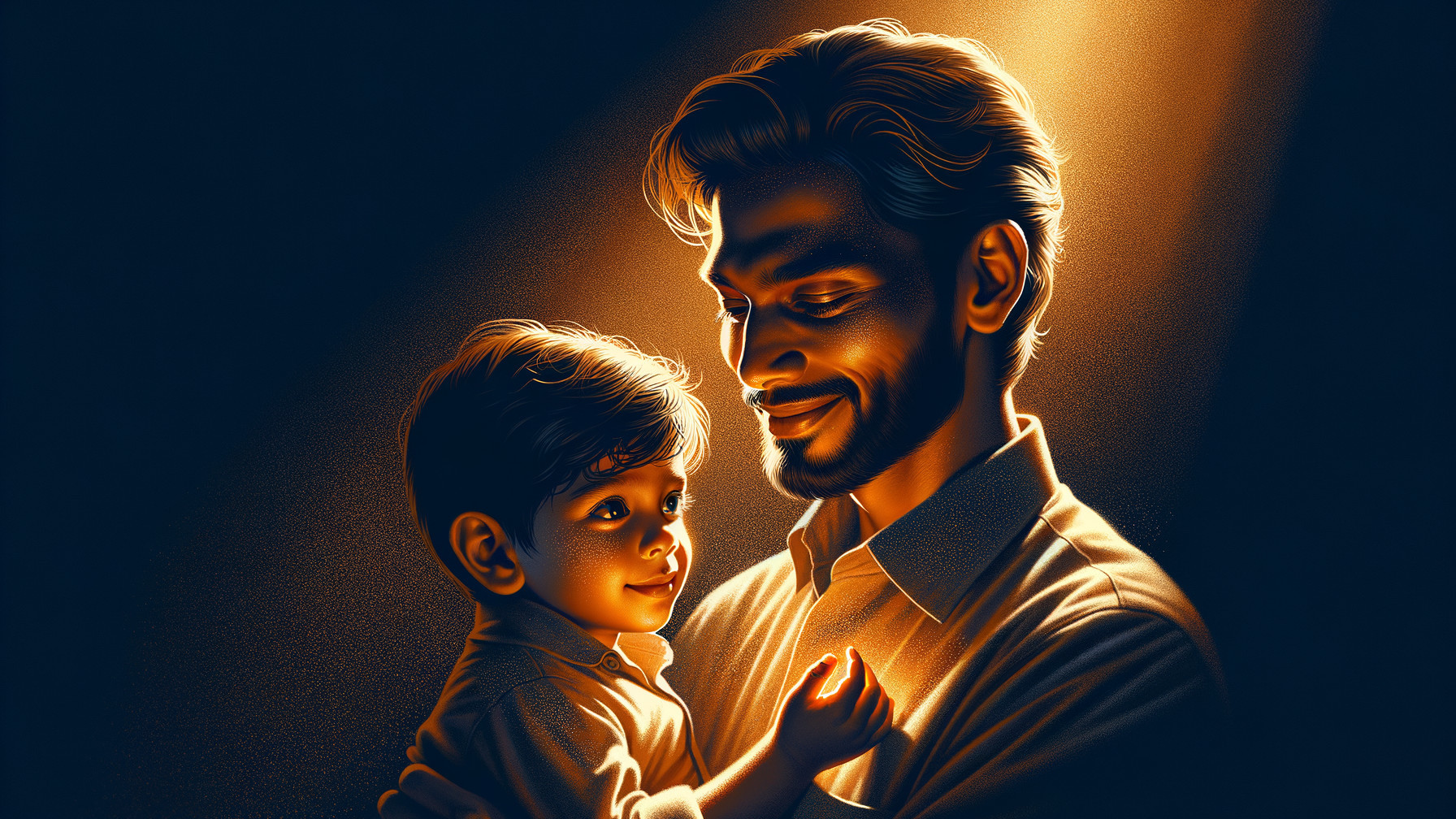 Father and child sharing a warm, tender moment