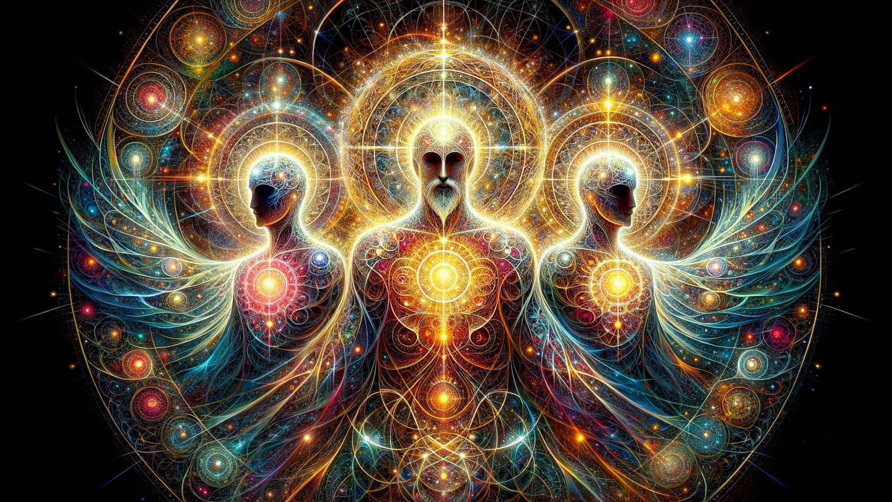 Ethereal Figures in Cosmic Fractal Design with Light