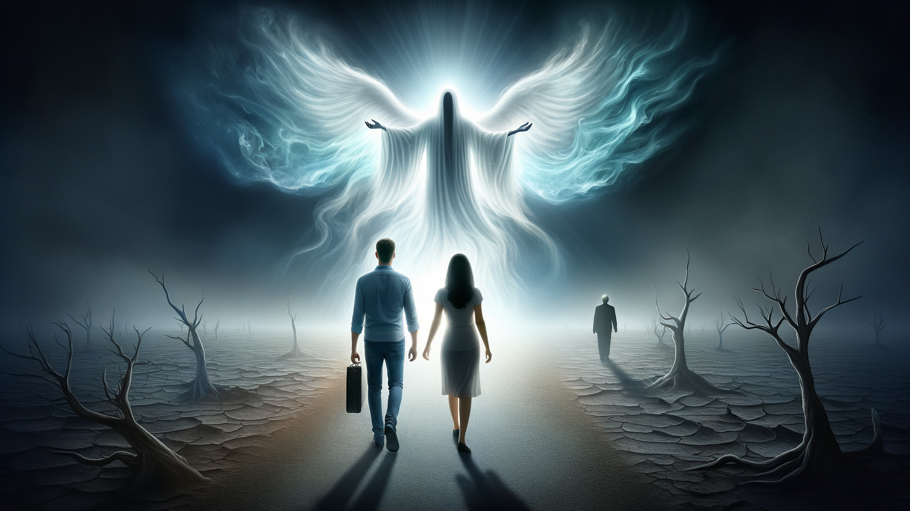 Desolate Landscape with Luminous Angelic Figure