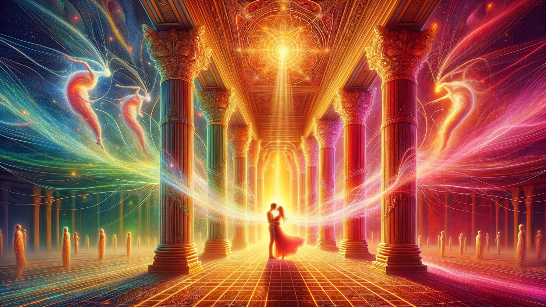 Mystical Palace Dance with Ethereal Light and Color