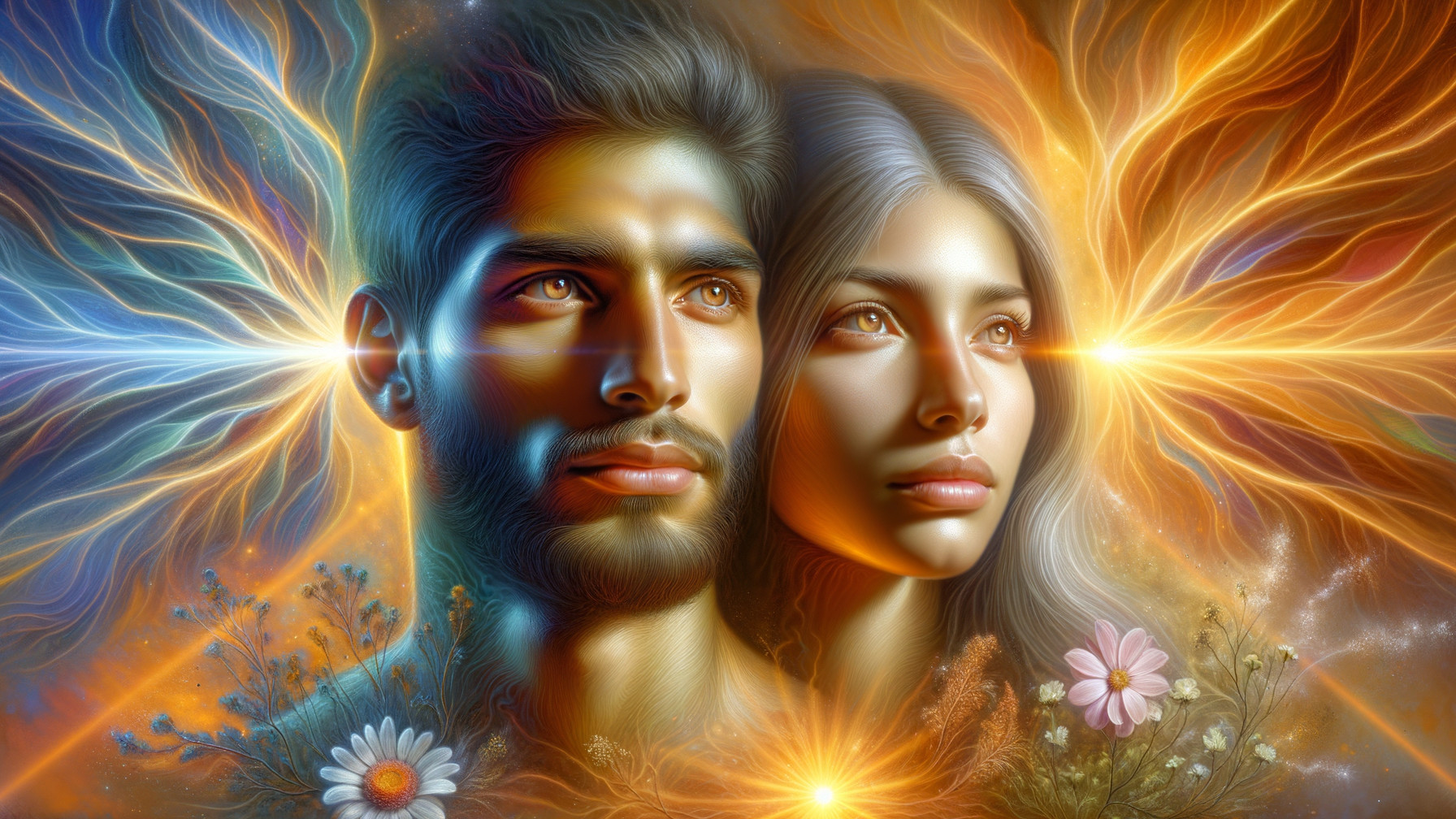 Vibrant Digital Artwork of Glowing Faces and Colors